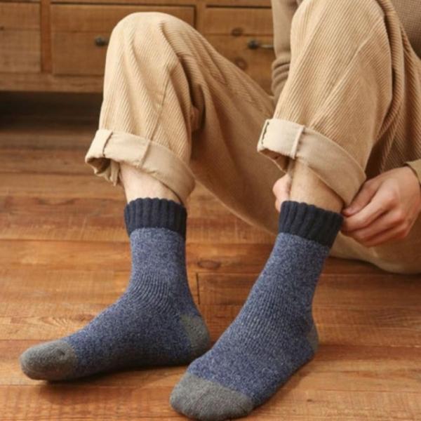 겨울 보온 방한 등산 배색 니트 남성용 양말 2개