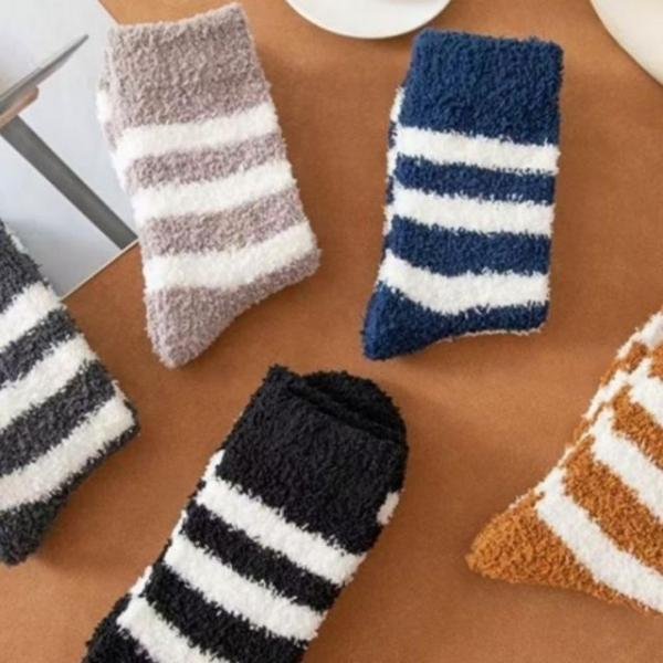 겨울 털 후리스 두툼한 스트라이프 기모 수면양말 남