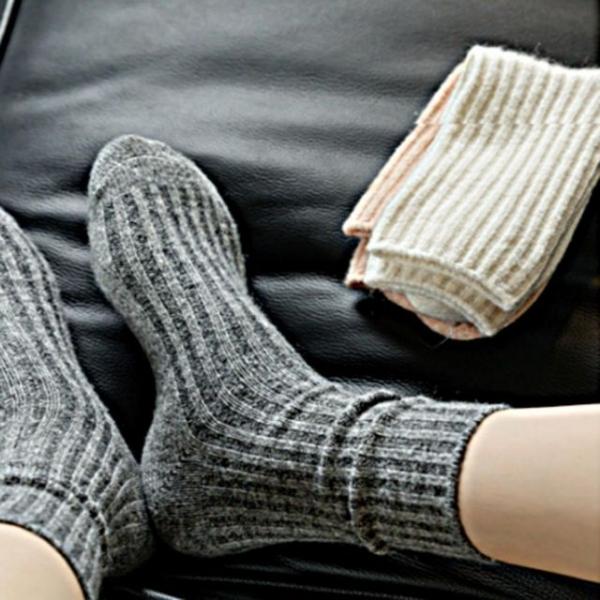 겨울 니트 골지 울혼방 여성용 중목 양말 보온 5컬러