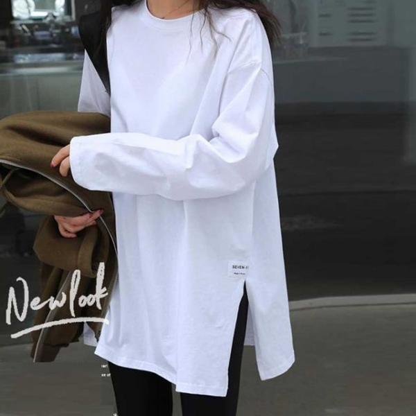 루즈핏 여자 긴팔 무지 학생 빅사이즈 면티 단체