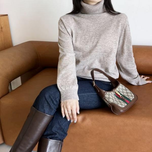 여성 가을 겨울 이너티 캐시미어 클래식 목폴라 니트