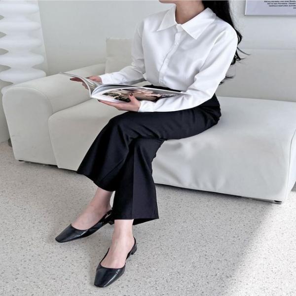 여성 깔끔한 화이트 셔츠 남방 빅카라 스탠다드핏