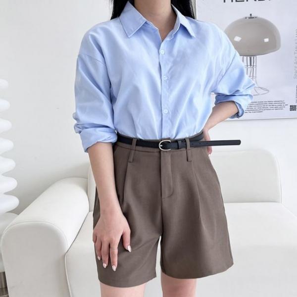 여성 은은 블루 데일리 오버핏 셔츠남방 봄 가을