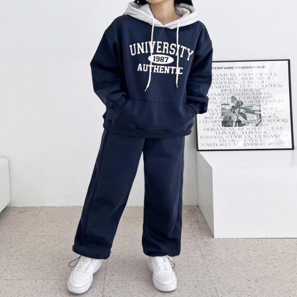 여성 3컬러 겨울 기모 후드티 와이드팬츠 츄리닝 셋업