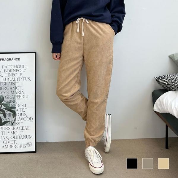 사라 코듀로이 골덴 여자 조거 팬츠