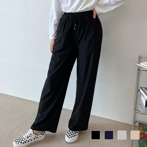 가빈치 여자 스판 밴딩 와이드 팬츠