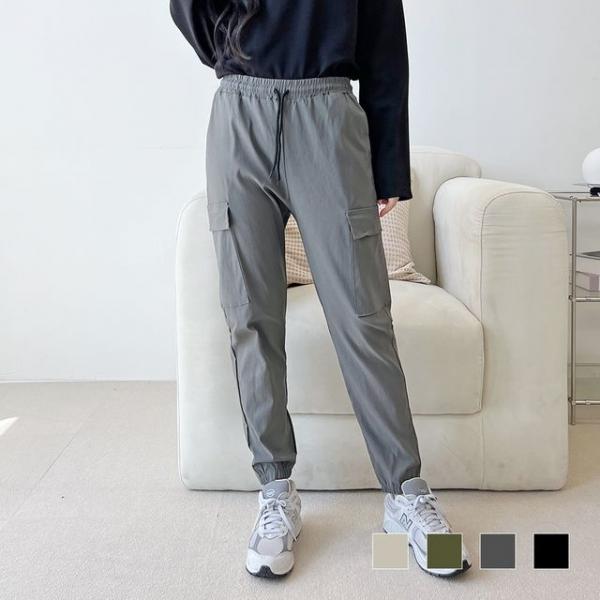 테이스 여자 스판 카고 조거 바지