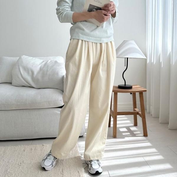 프리딕 여자 투턱 와이드 팬츠