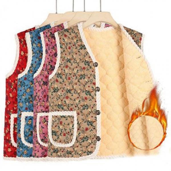 따뜻한 김장조끼 레트로 양털 조끼 누빔 털조끼 어머니조끼