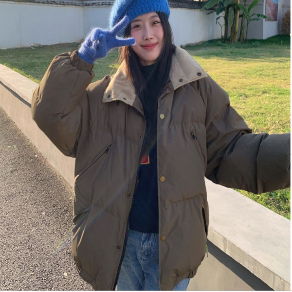 여성패딩점퍼 44-66사이즈 2컬러 데일리 루즈핏 하이넥 카라 패딩점퍼 사무실 출퇴근 아웃도어
