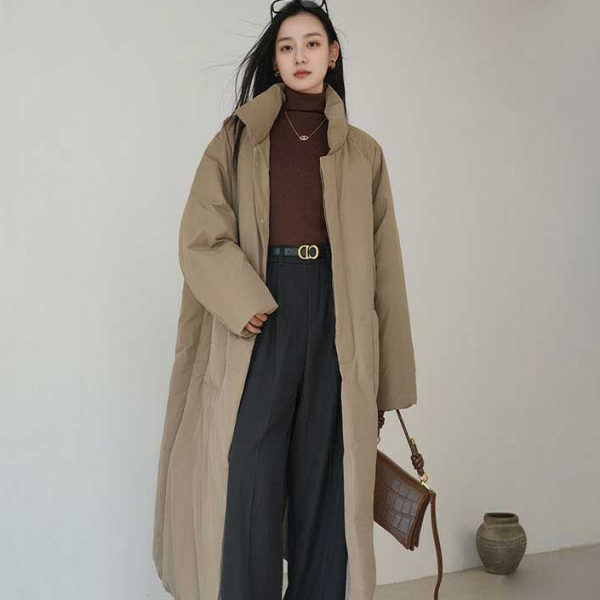 여성패딩자켓 롱패딩 오버핏 하이넥 포켓 한파 방한 보온 사무실 출퇴근 현장근무복 아웃도어