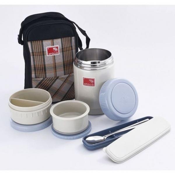 아폴로 보온 도시락통 세트 찬합 런치 박스 1300ml