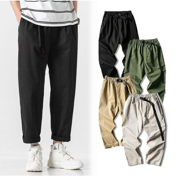 남자배기바지 남자 밴딩 바지 팬츠 크롭 벌룬 배기핏 와이드