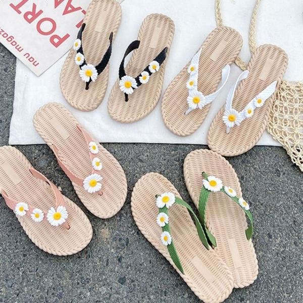 말랑 폭신 여성 꽃 포인트 쪼리 슬리퍼 여름 발편한