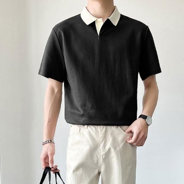 피케 티셔츠 남성 스포츠 골프 봄 여름 슬릭넥 반팔