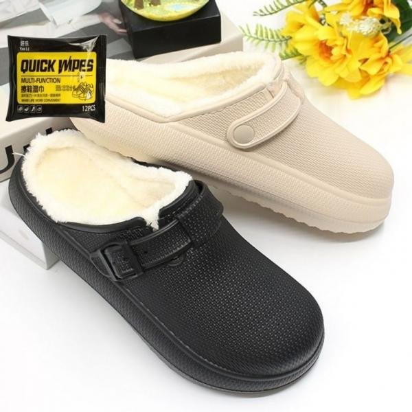 버클 남여 방한 슬리퍼 데일리 털신발 보온 실내화 신발 세정티슈 세트