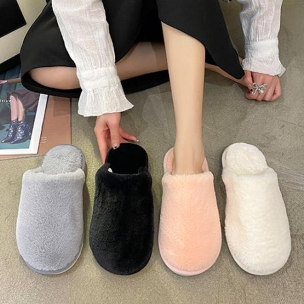 4컬러 소프트 페이크퍼 슬리퍼 겨울슬리퍼 층간소음