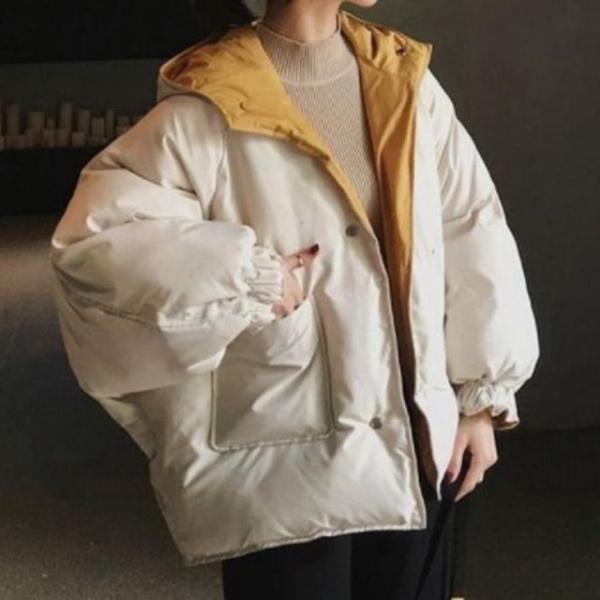 여성 패딩 2색 양면 오버핏 여자 패딩 겨울 점퍼