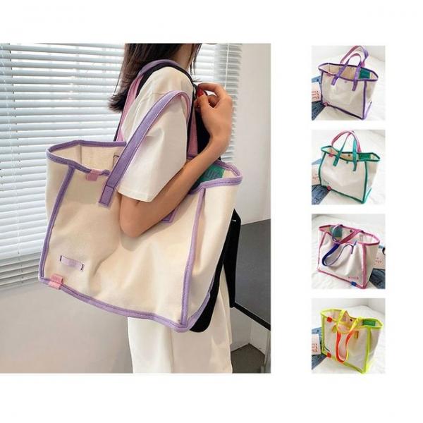 83_95 칼라웨빙 여성 에코백 캐주얼 캔버스 보조가방