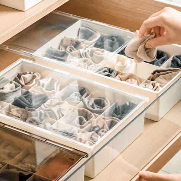 슬라이딩 15칸 여성용 양말 속옷 투명 정리대 케이스