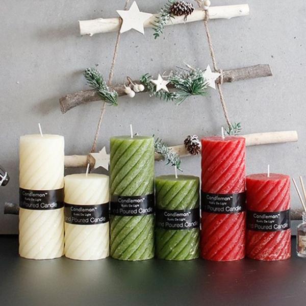 크리스마스 인테리어 양초 그린 레드 아이보리 장식초