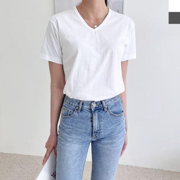 DGI1824-1 여자기본브이반팔면티셔츠 -빅사이즈99까지