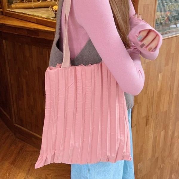 비비드 숄더형 주름 에코백 가방