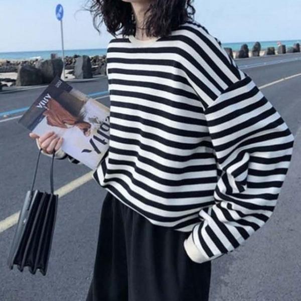 여성 티셔츠 긴팔 라운드 루즈핏 여자 맨투맨 티셔츠