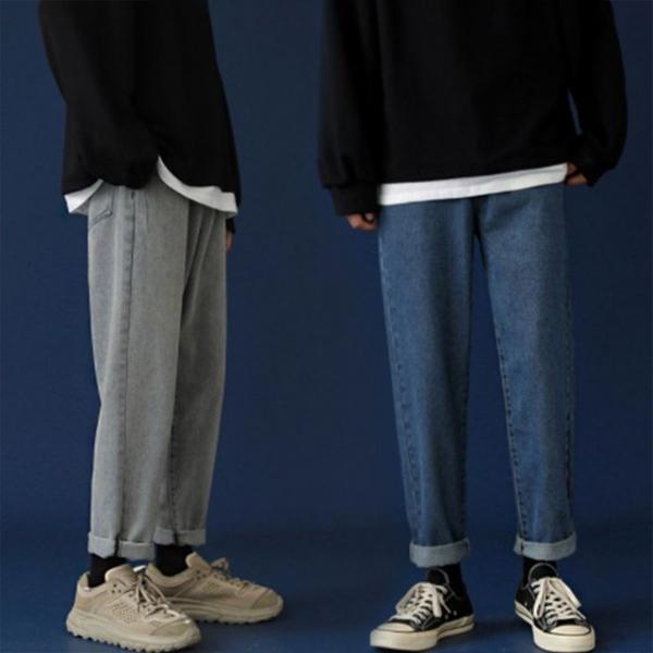 남자 롤업 패션 청바지 여행 나들이 패션 데님 바지