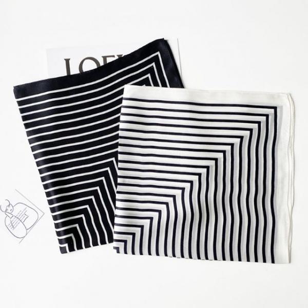 키밍 쁘띠 스트라이프 스카프 헤어 머리띠 블랙 여성