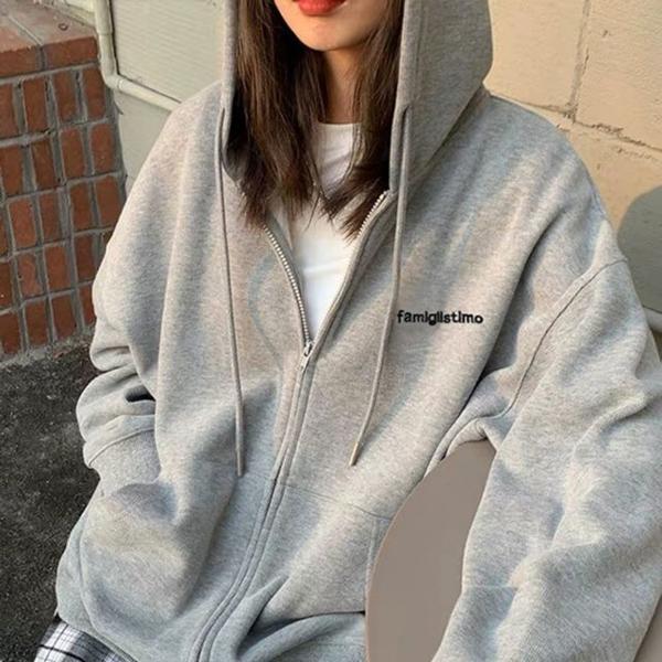 영문 레터링 자수 로고 여성 1컬러 후드집업