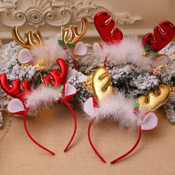 크리스마스 산타모자 루돌프 뿔 머리띠 헤어밴드 소품
