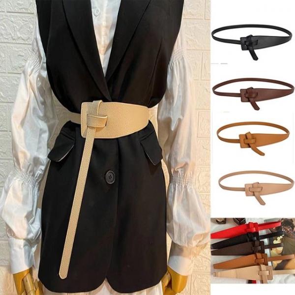 키밍 사선 포인트 코트벨트 여성 정장 가죽장식 버클