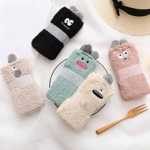 몬스터 수면 삭스 여성 겨울 극세사 디자인 양말