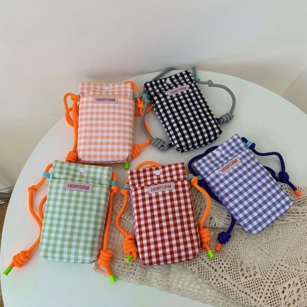 체크 초등 학생 휴대폰 가방 핸드폰 미니 크로스백