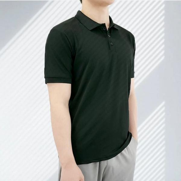 남자 부드러운 실켓 여름 무지 단추 카라 반팔 티셔츠