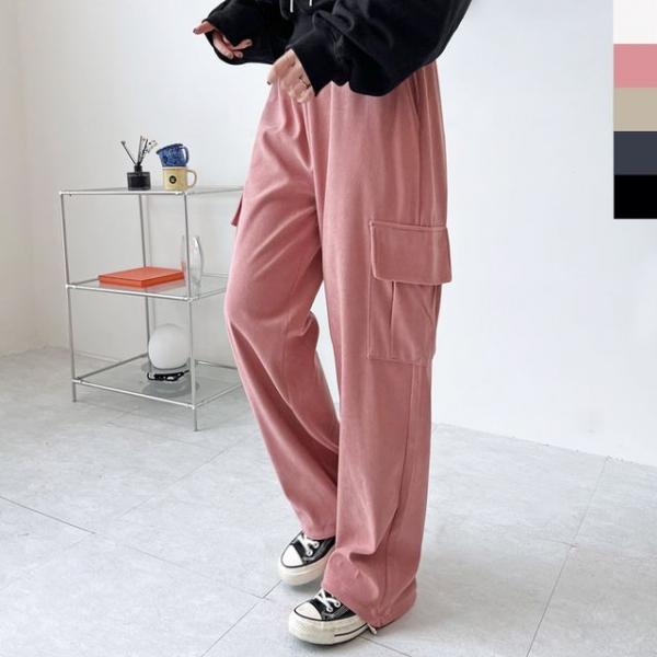 GPA CM189W 여자 골덴 카고 와이드 스트링팬츠