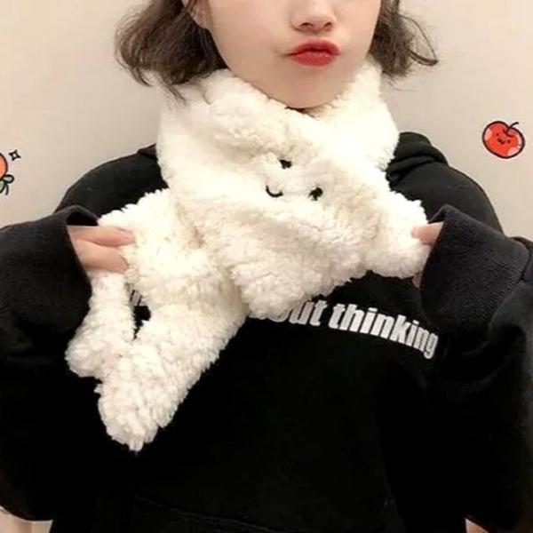 멍멍이 머플러 푸들 쁘띠 여자 페이크퍼 목도리 니트