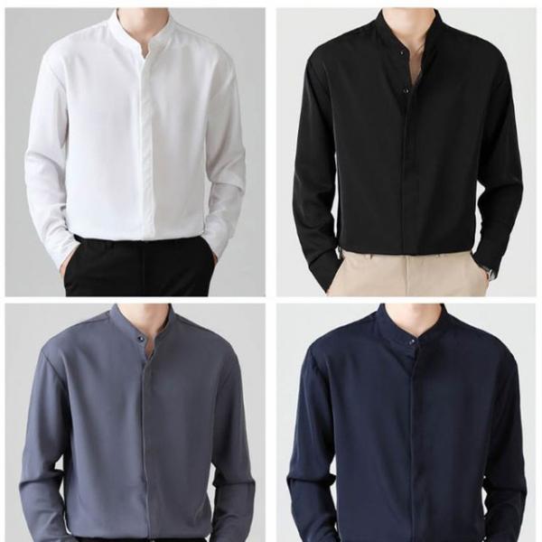 남성 남자 심플 차이나넥 셔츠 기본핏 색상선택