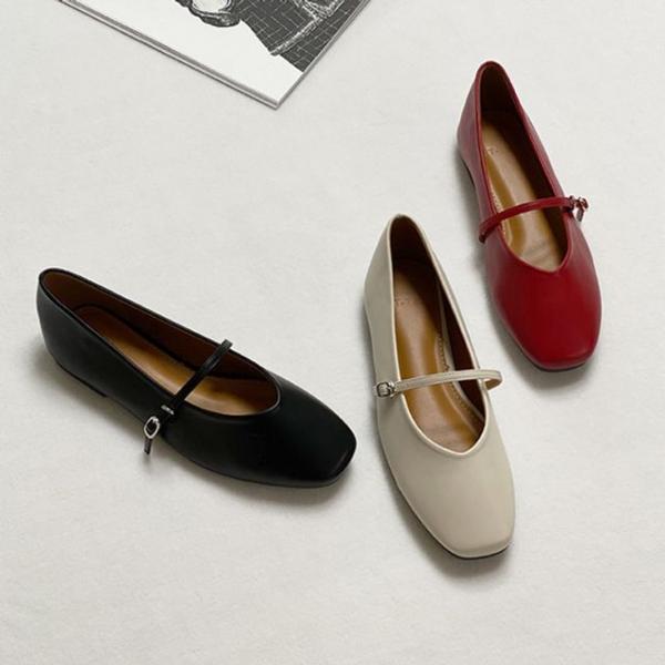 각코  스트랩 메리제인 플랫 여성 단화