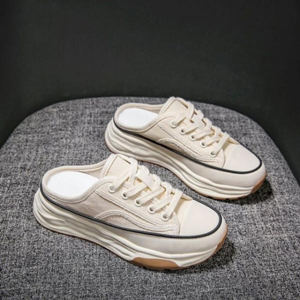 캐주얼 데일리 2컬러 여성 키높이 통굽 뮬 스니커즈