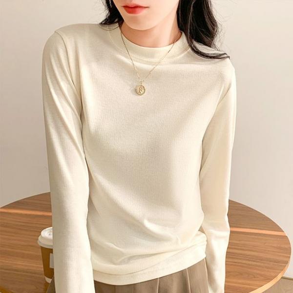 봄 가을 겨울 베이직 이너 티셔츠 골지 라운드 티셔츠