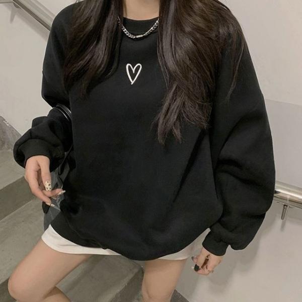 미니 하트 여성 베이직 긴팔 맨투맨 티셔츠 봄 가을