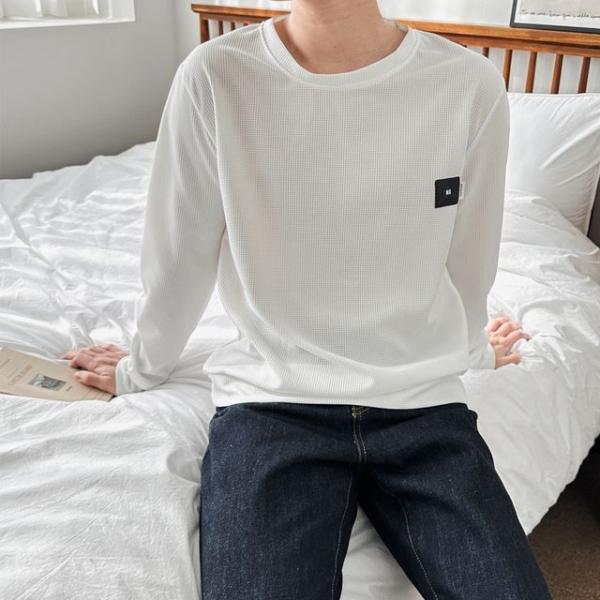 라운드 긴팔 티셔츠 남성 무지 롱슬리브 레이어드티