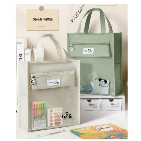 4색 1개 에코백 학원 가방 포켓 주머니 많은 토트백
