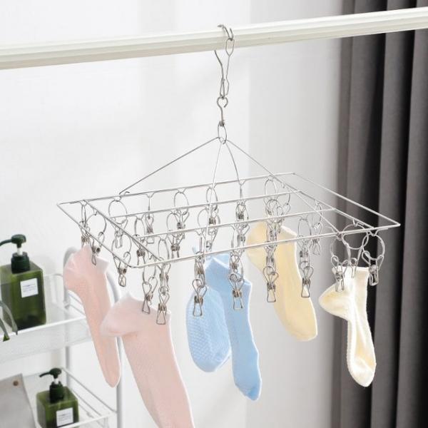 스텐 사각 양말 빨래 걸이 30구