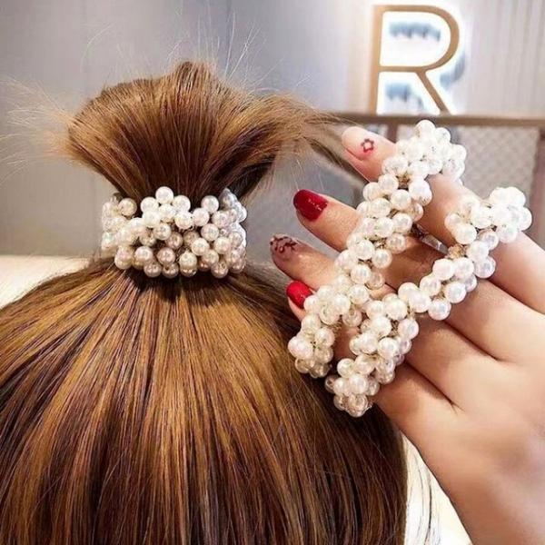 여성 헤어 용품 액세서리 머리끈 고무줄 진주 헤어끈