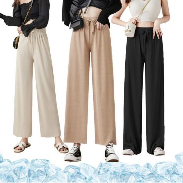 여자 여름 통바지 쿨링 찰랑 밴딩 플 와이드 팬츠