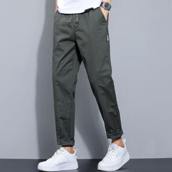 남성크롭팬츠 롤업 허리밴딩 캐주얼긴바지