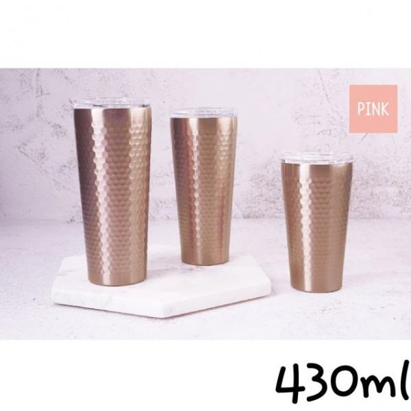 허니 스텐 이중진공 보온 보냉 텀블러 핑크 430ml